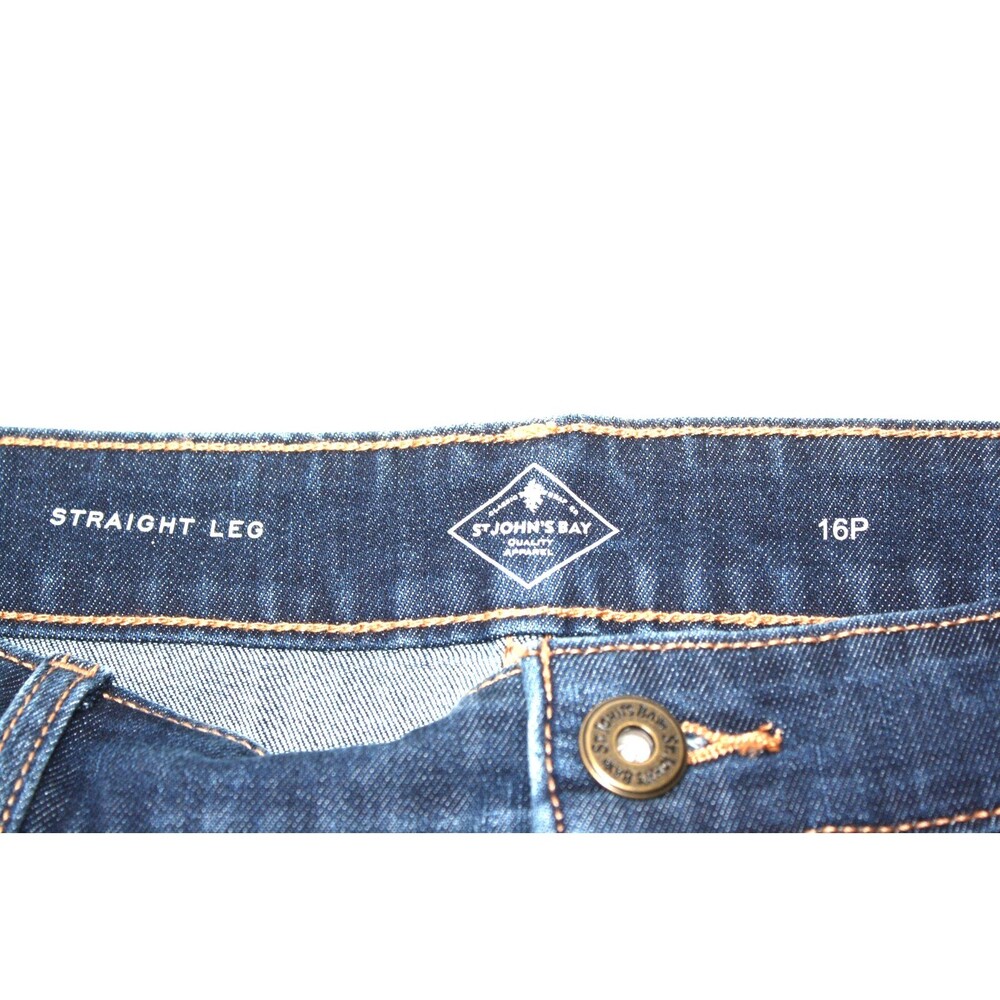 St Johns Bay Blue Jeans Womens sz16P Dark Wash Stretch Denim Casual Hi Rise - Picture 4 of 11